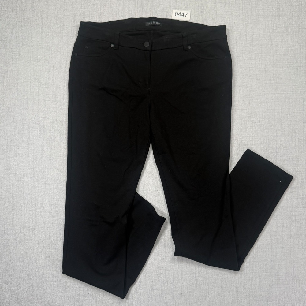 Eileen Fisher Pants Slim Leg Black Viscose Blend Stretch Trousers Size 12
